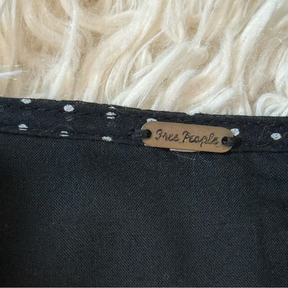 FREE PEOPLE DAISY CHAIN EMBROIDERY FLORAL A-LINE MIDI DRESS BLACK SZ XS BUTTONS - Picture 12 of 13